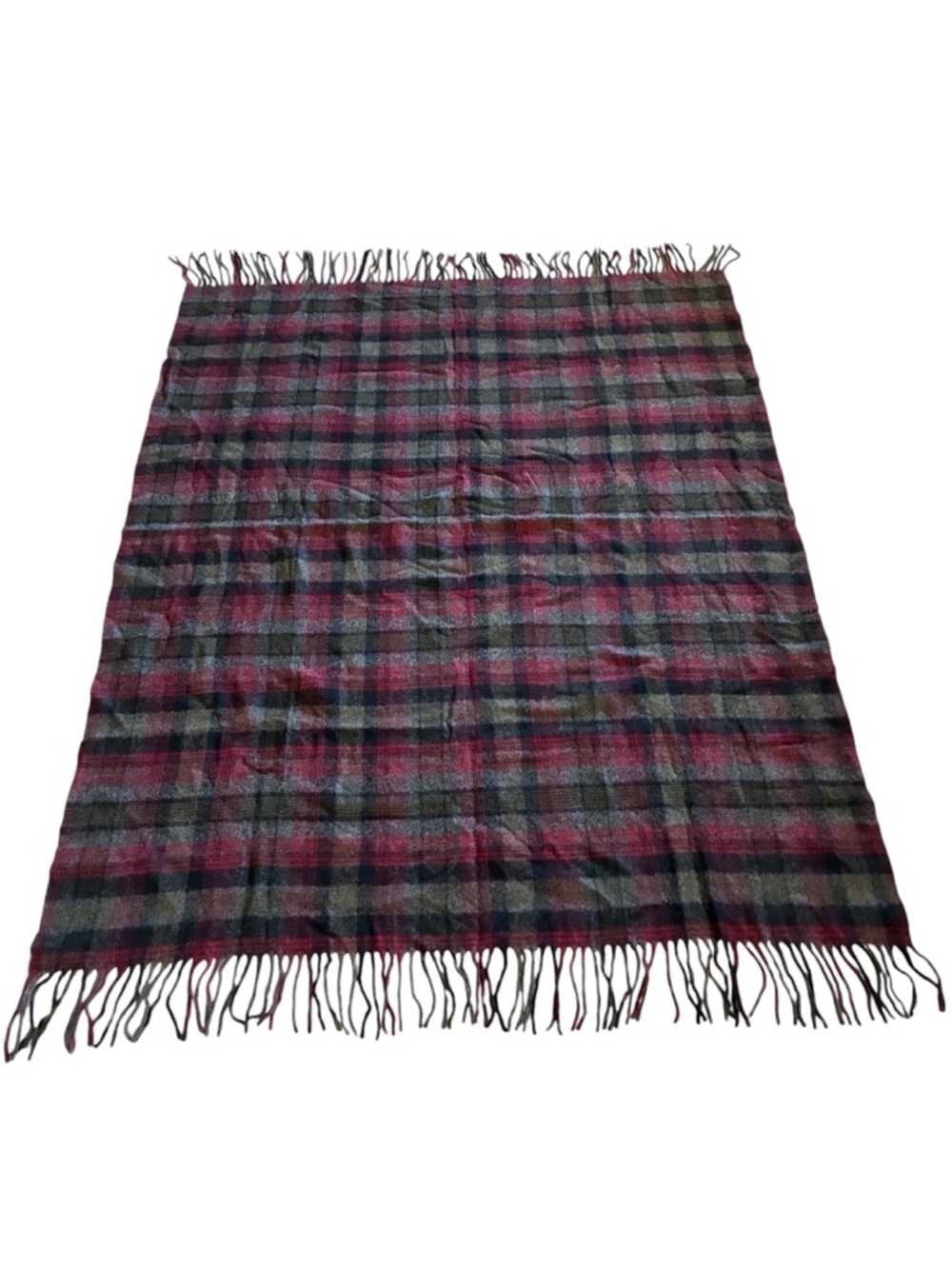 Pendleton 100% Wool Throw Blanket Olive Red Brown Tones 64 X 53 Retro Vintage